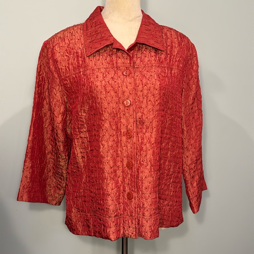 Erin London crinkle textured button blazer Size L